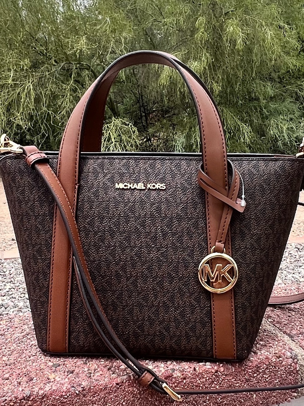 NWT $448 Michael Kors Pratt Small Signature Logo Tote Bag Brown